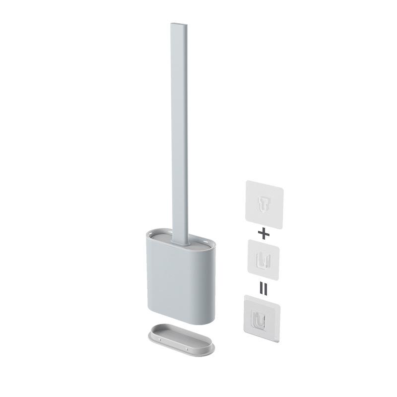 

Wall-mounted Long-handled Toilet Brush with Base, Household Soft Rubber Toilet Brush Set, Multi-functional Toilet Cleaning Brush Base style