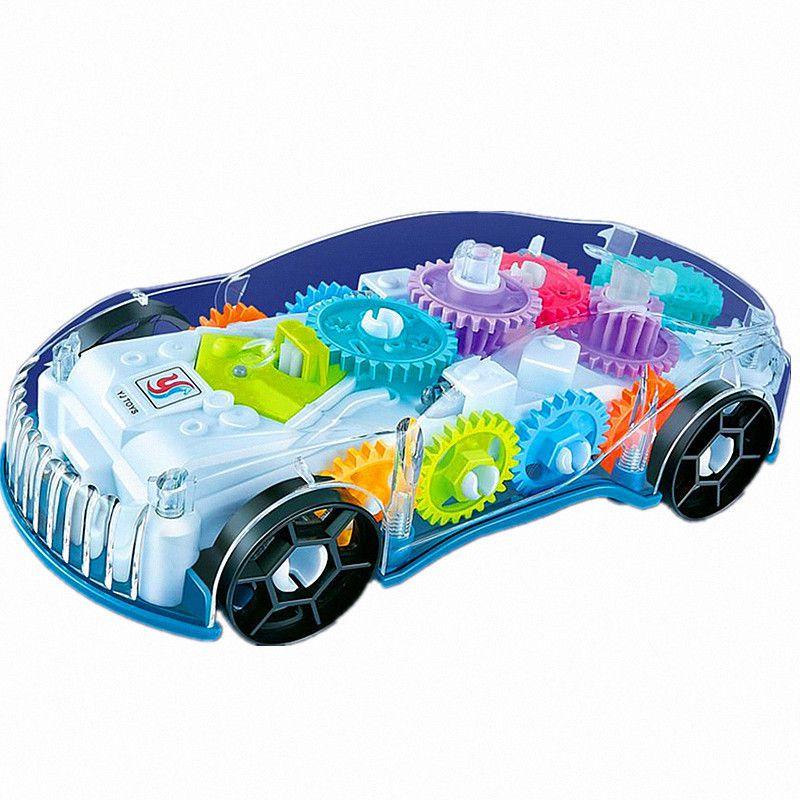 

Electric Transparent Gear Led Light Music Car Model For Kids Educational Toy Gift GearCar