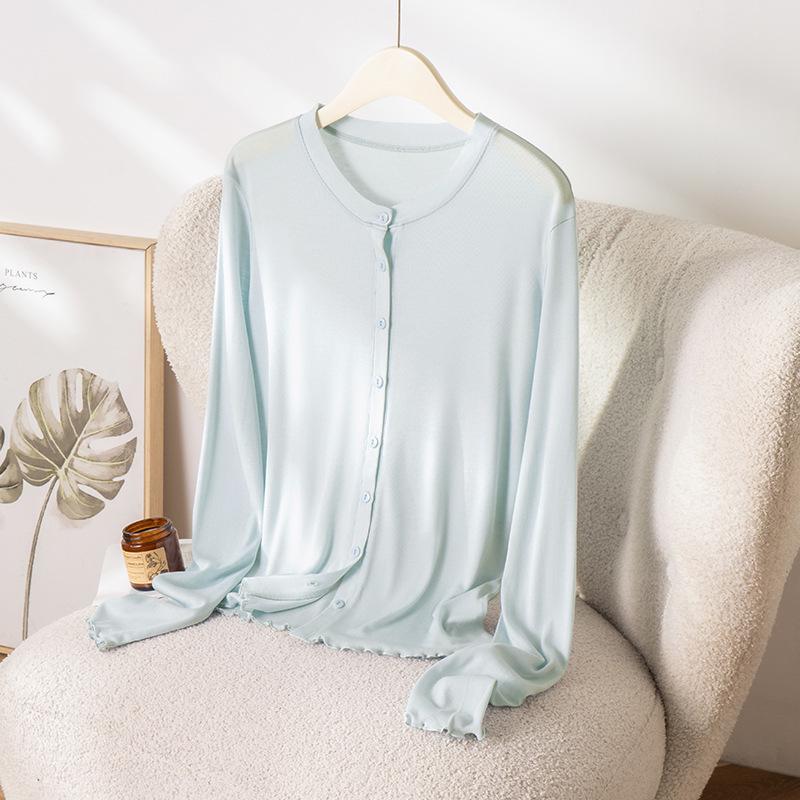 2026 Hangzhou Women's Summer Mulberry Silk Lyocell Cardigan T-shirt: Sun Protection & Body Concealment