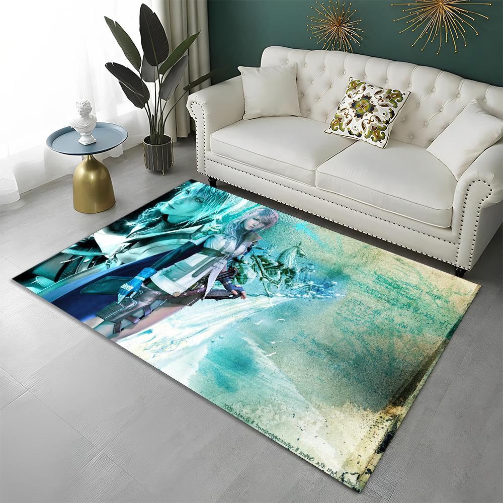 3D Final Fantasy Spiel Gamer FF14 HD Teppich für Zuhause Wohnzimmer Schlafzimmer Sofa Fußmatte Dekor, Kinderbereich Teppich Rutschfeste Bodenmatte