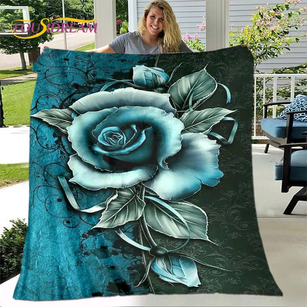 Newest 3D Rose Flower Sunflower Blanket,Flannel Blanket Throw Blanket,Sherpa Warm Blanket for Living Room Bedroom Beds Sofa Gift