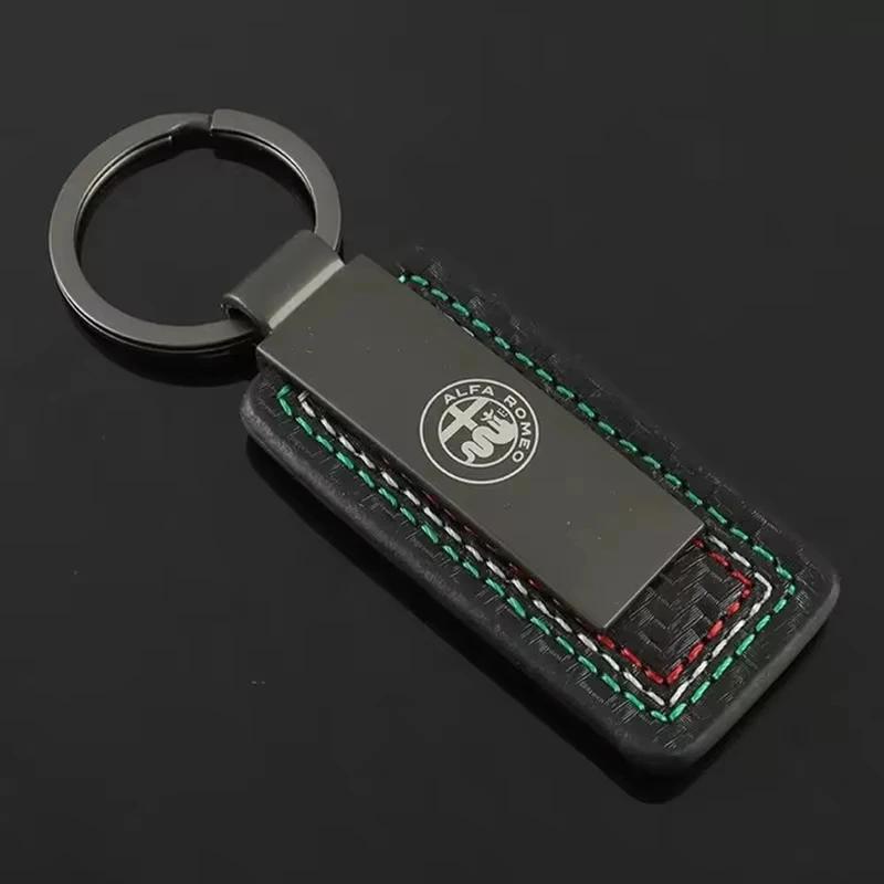 1PC Luxury Leather Car Badges Keychains for Alfa Romeo Logo 159 Giulietta Giulia GT 156 Mito Stelvio Key Chain Rings Accessories VD7 12s