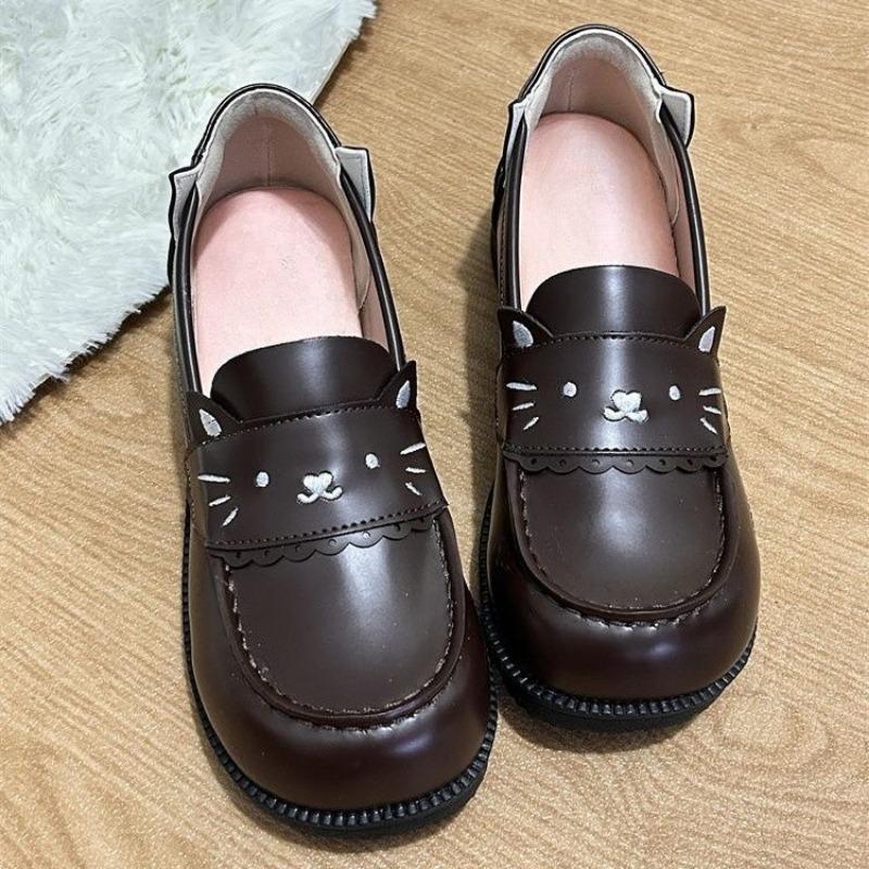 Kitten pattern new Potter College original l versatile sailor uniform student single shoes leather shoes