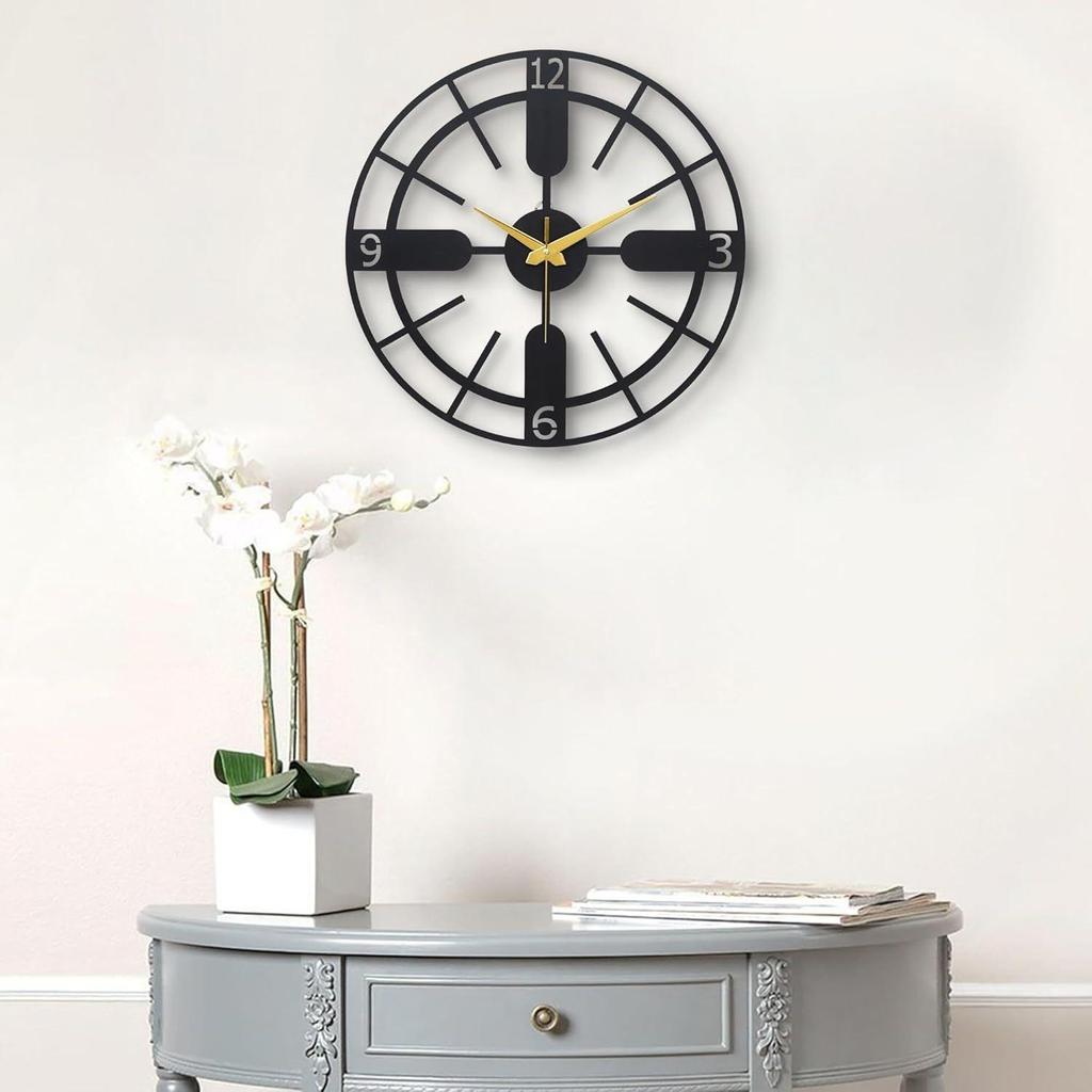 Snygg Metallväggklocka för Vardagsrum || Antik Stor Modern Analog Väggklocka för Sovrum, Kontor, Kök, Hall & Heminredning