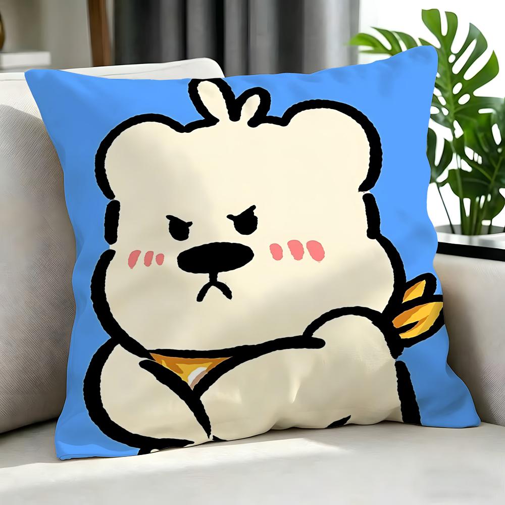 Cute Cute Bear Stickers Cushion Cover Cushion Cover Set 4Pcs 50X50 45X45 40X40 Pillowcase Decorative Sofa Home Decor