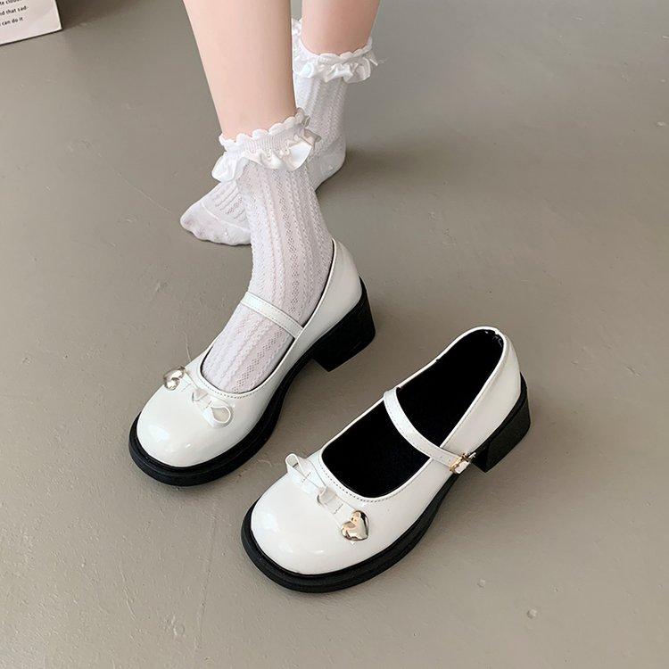 2024 New Hot Selling Versatile Square Toe Solid Color Shoes Bow Decoration Bag Heel Straight Buckle Ladies Shoes
