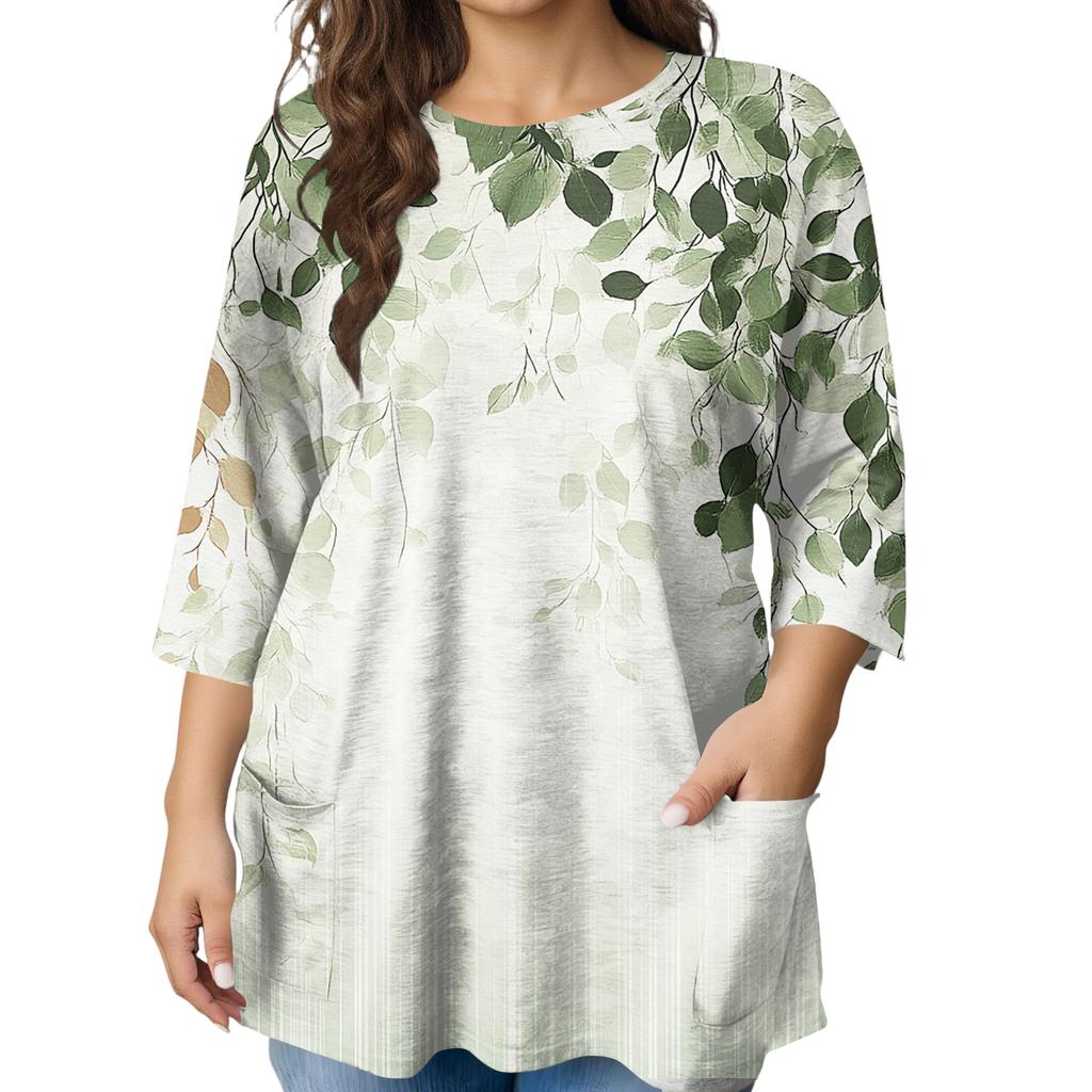 Blusa Estampada de Manga Corta de Moda para Mujer Tallas Grandes para un Look Elegante de Oficina y Casual