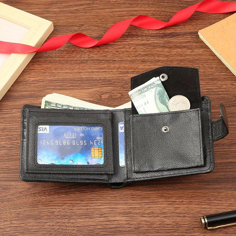 1pc Minimalist Fashionable Men's Wallet, PU Leather Short Wallet with Zipper Buckle, Coins Wallet Card Bag