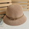Korean Fashion Women Belt Buckle Bucket Hat Luxury Panama Sunscreen Fisherman Hat Dome Simple Wild Beach Straw Sun Hats