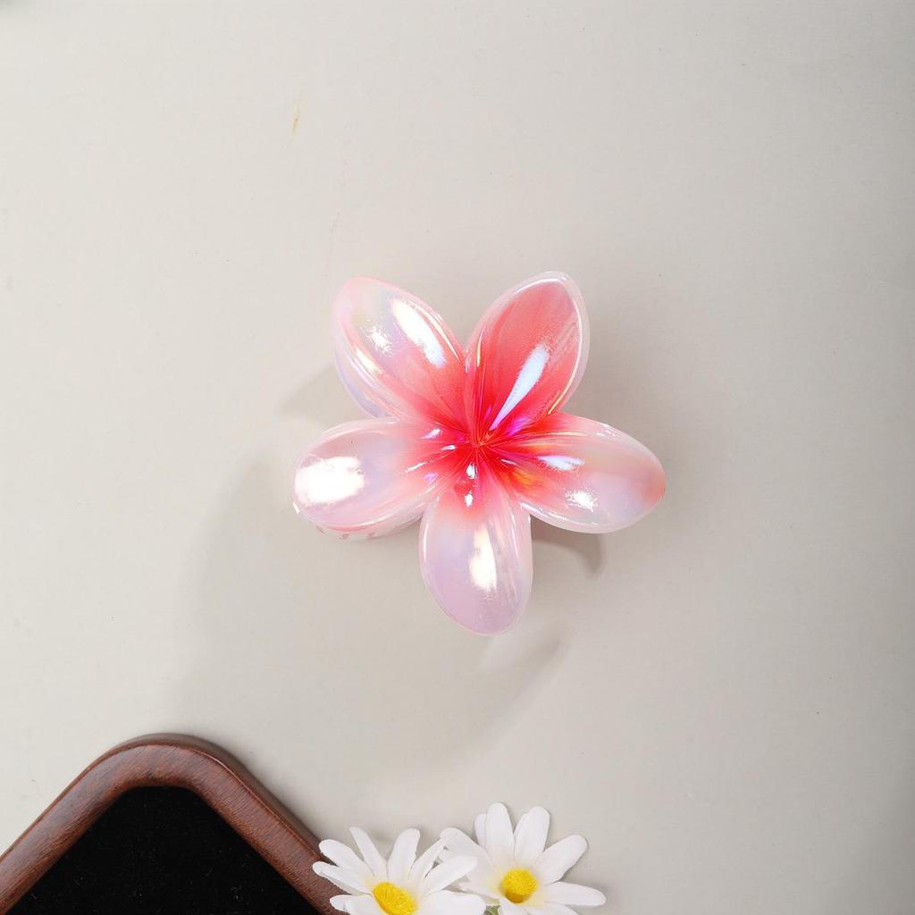 Plumeria Claw Clip: Candy-Colored Flower Updo Hair Accessory for Beach Vacations