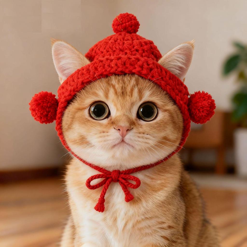 Pet Headgear - Knitted Cat & Dog Hat, Funny Transformation Costume, Kitten Accessories
