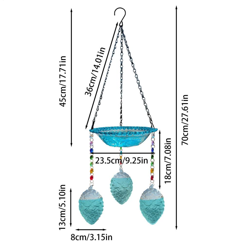 Bird Bath With 3 Pots Glass Water Bowl Backyard Hummingbird Feeders Bath For Yard Pathway Patio Lawn Balcony Porch Deck Outdoor