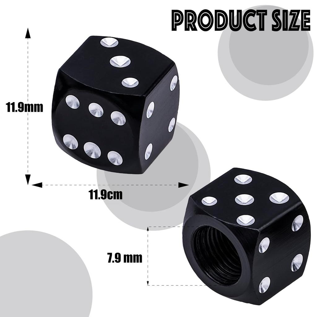 Aluminum Alloy Dice Type Valve Cap, Tire, Air Valve Cap, 0.5 inch (12 mm),