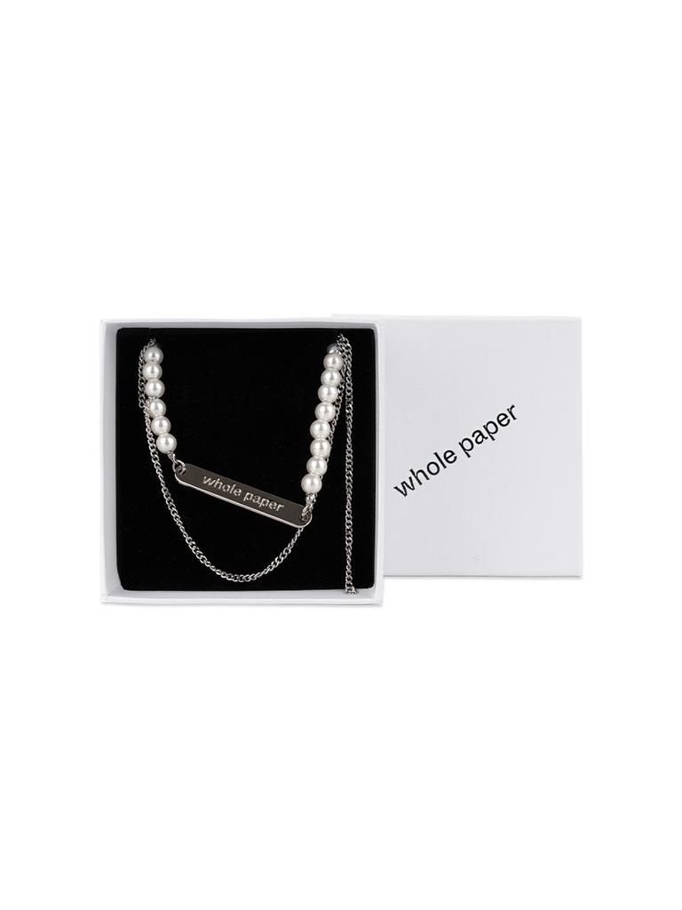 Whole Paper Pearl Cutout Chain Necklace