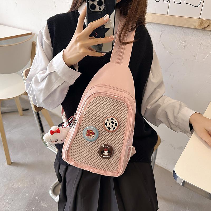 Women's Crossbody Bag Solid Color Chest Bag Student Class Shoulder Bag