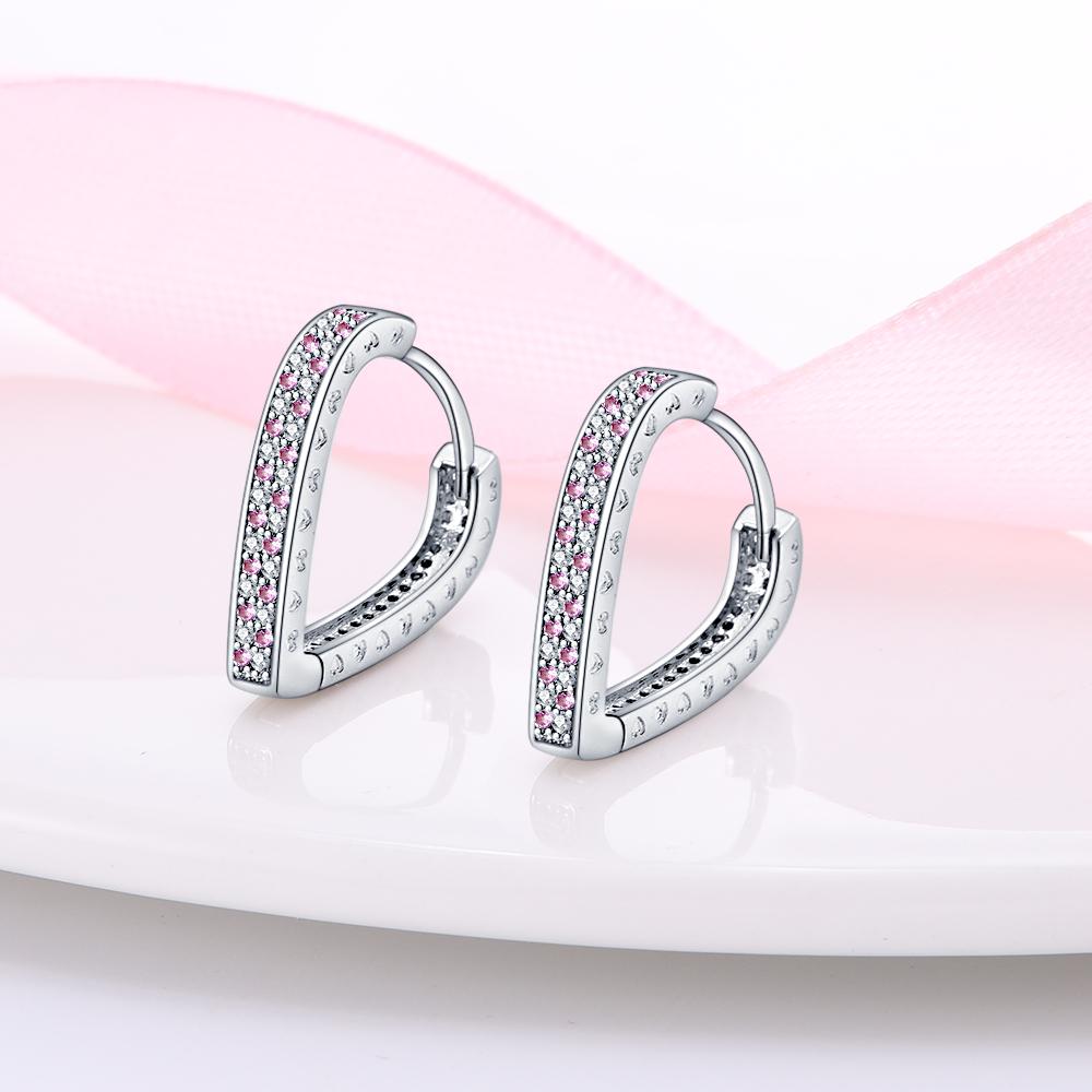 925 Sterling Silver Sweet Lovely Love Heart Series Jewelry Fashion Zircon Circle Hoop Earrings for Women Jewelry Gift Accessory