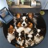 Papillon Dog Round Area Rug,Carpet Rug for Living Room Bedroom Sofa Playroom Decor,Non-slip Floor Mat