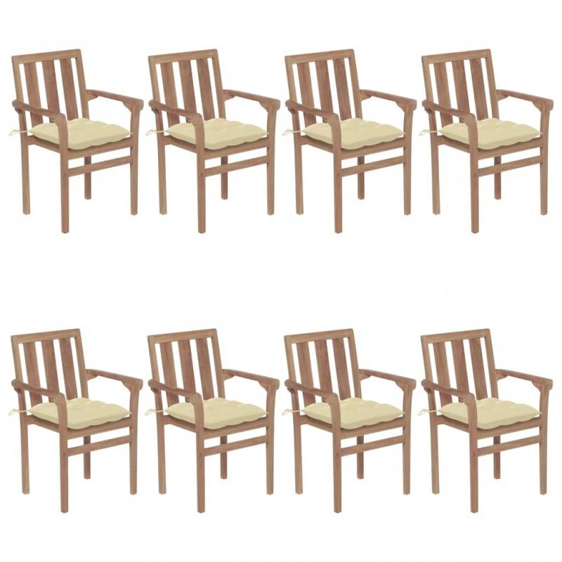 Day and Night - Day and Night Stackable Garden Chairs 8 Units Solid Teak Wood with Cushions