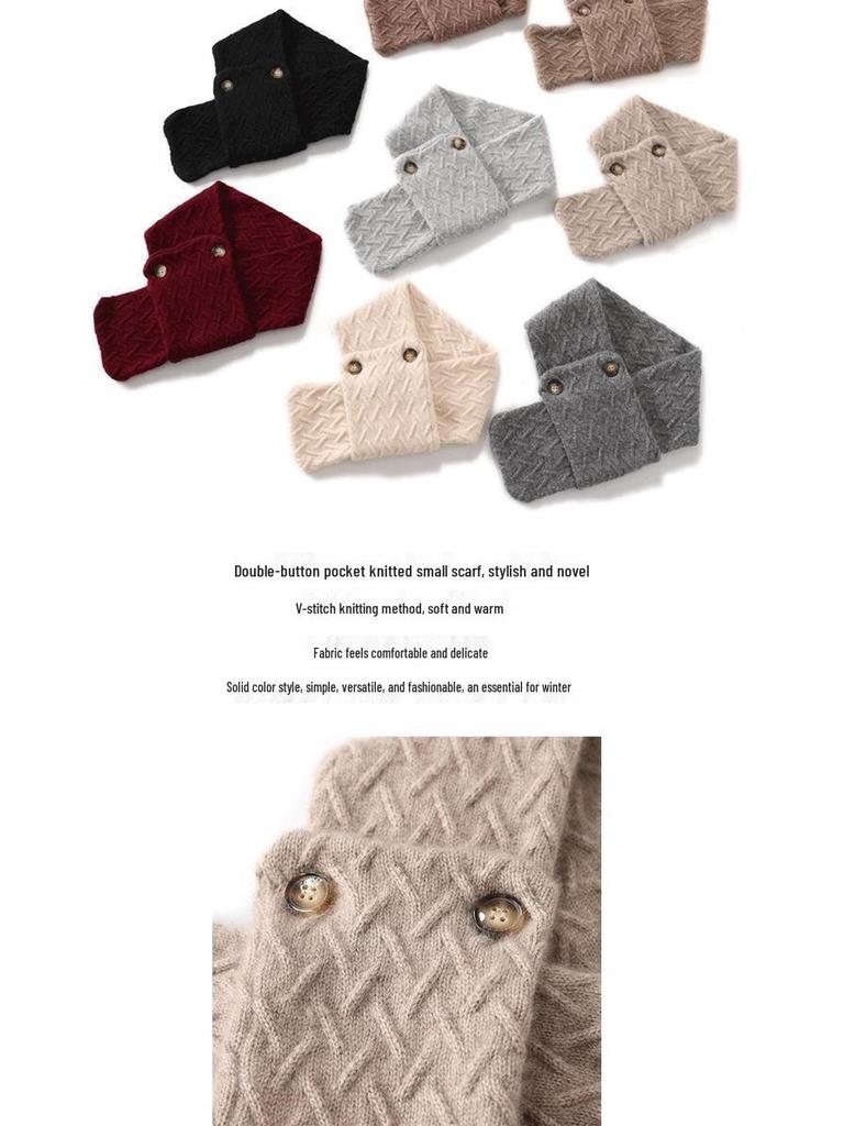 Unisex Kaschmirschal: Vielseitiger, warmer Wollstrick-Schlauchschal mit zwei Knöpfen zum Schutz des Halses bei kaltem Wetter
