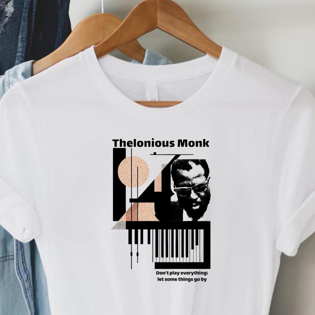 Music T-Shirt and kids tshirt: Thelonious Monk | Straight No Chaser Jazz Tee, Jazz Musician Gift, Minimalist Piano Shirt and kids tshirt
