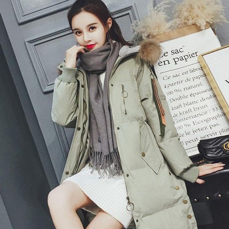 Glossy Down Padded Jacket Women's Mid-length Winter Waist Thinner Bread Jacket Padded Jacket