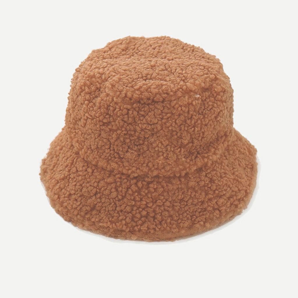 Sherpa Fleece Bucket Hat Unisex Soft Plush Textured Winter Fisherman Cap Lightweight Warm Outdoor Headwear