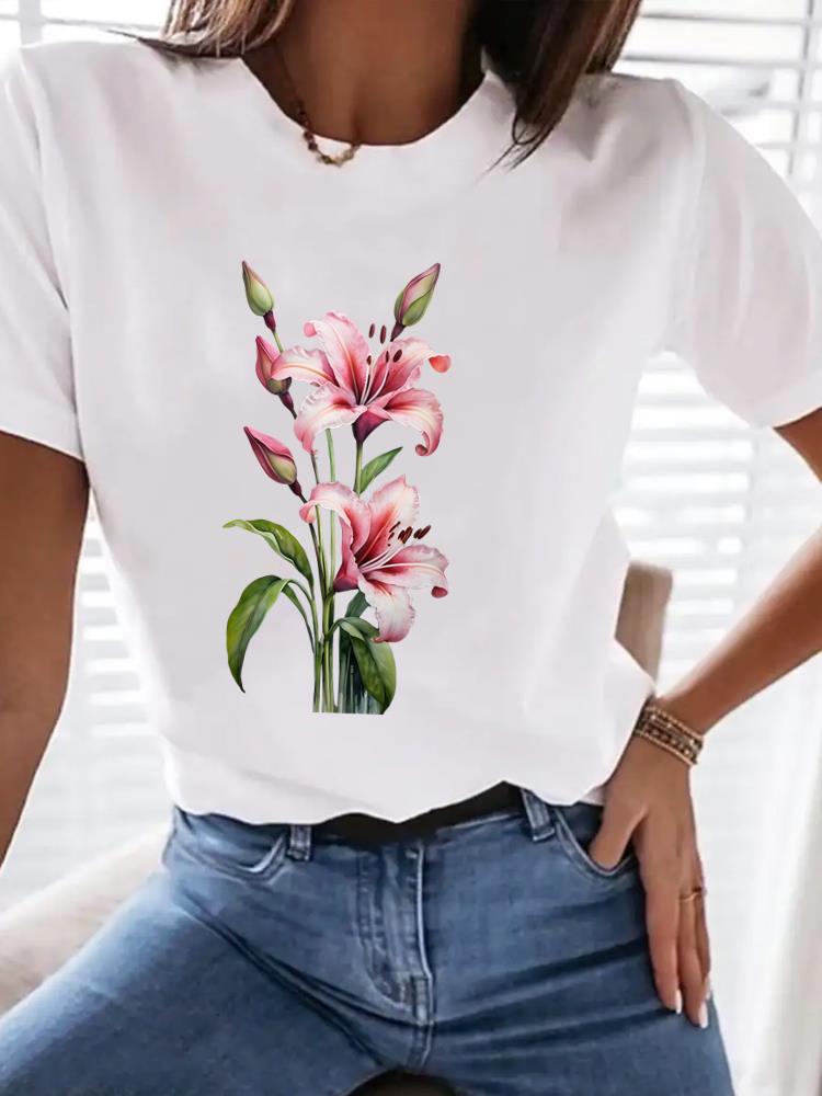 (Asian Size) Clothing sweet butterfly trend cute T Shirt Tee Top Women Fashion Female Woman Print  Short Sleeve Graphic T-shirts