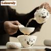 Cream Ding Kiln Panda Play Butterfly Tea Separator Infusor Vintage Tea Strainer Dispenser Tea Making Filter Tea Services Craft
