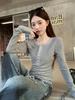 Women's High-End Striped Buttoned Long-Sleeve Cropped Top
