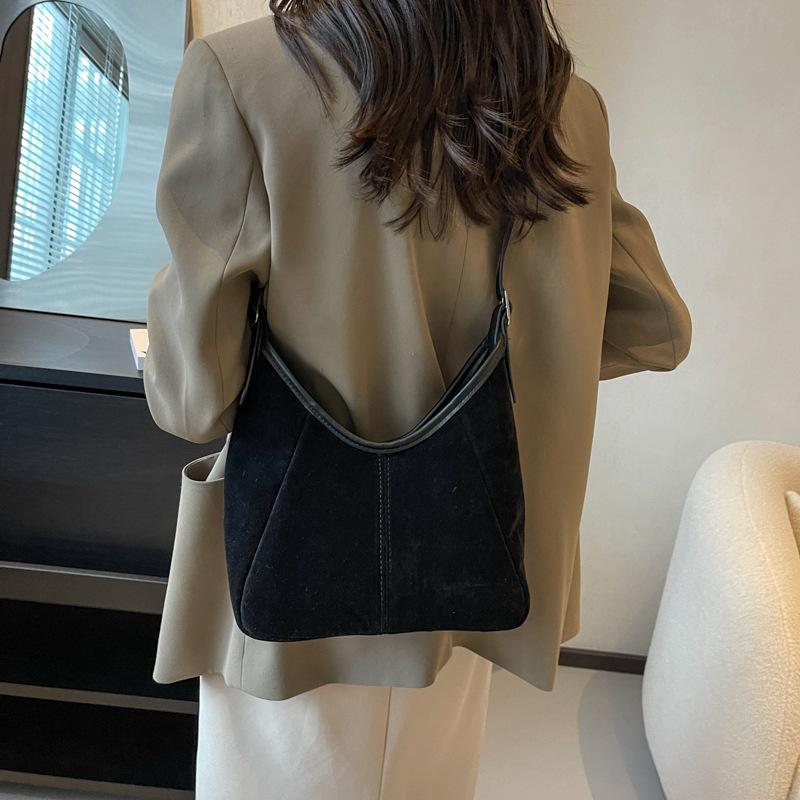 Semišová taška přes rameno pro ženy Vintage Jednobarevné Jednoduché Velkokapacitní Kabelky Podzim Zima Neformální nákupy Crossbody kabelky