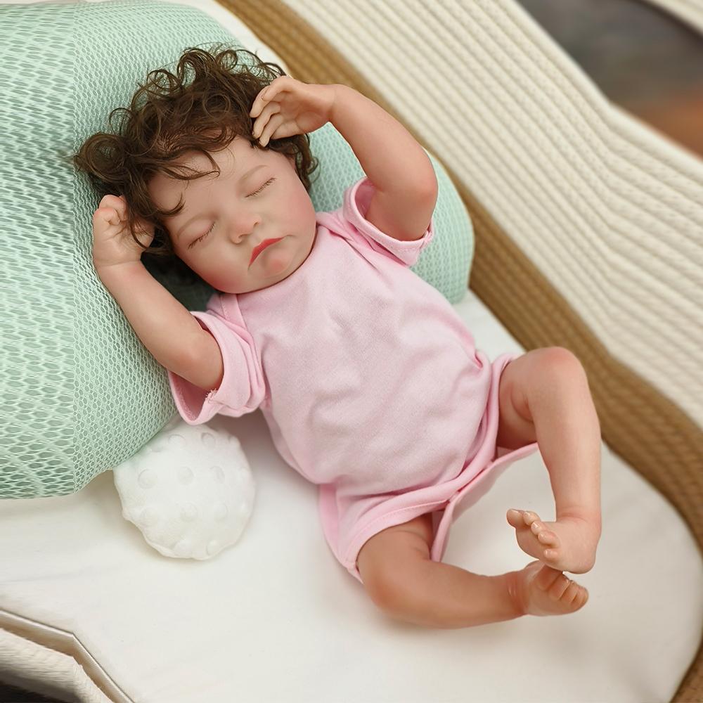 48cm Full Body Silicone Vinyl Doll Painted Baby Doll With Rooted Hair For Kid's Christmas Gift Muñecas Reborn Doll Toy