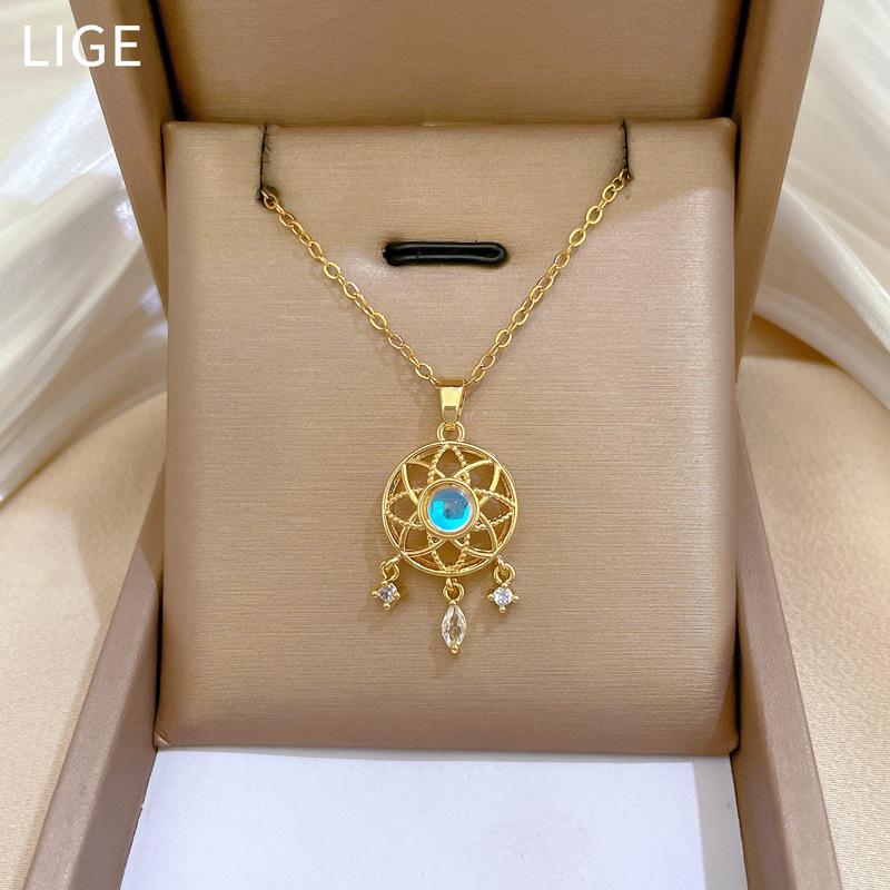 Empty Shop Dream Net Light Luxury Temperament Gorgeous Full Diamond Necklace Women'S Versatile Collarbone Chain Titanium Steel Chain