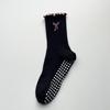 Women's Non-Slip Mid-Calf Pilates Yoga Socks with Bow Embroidery