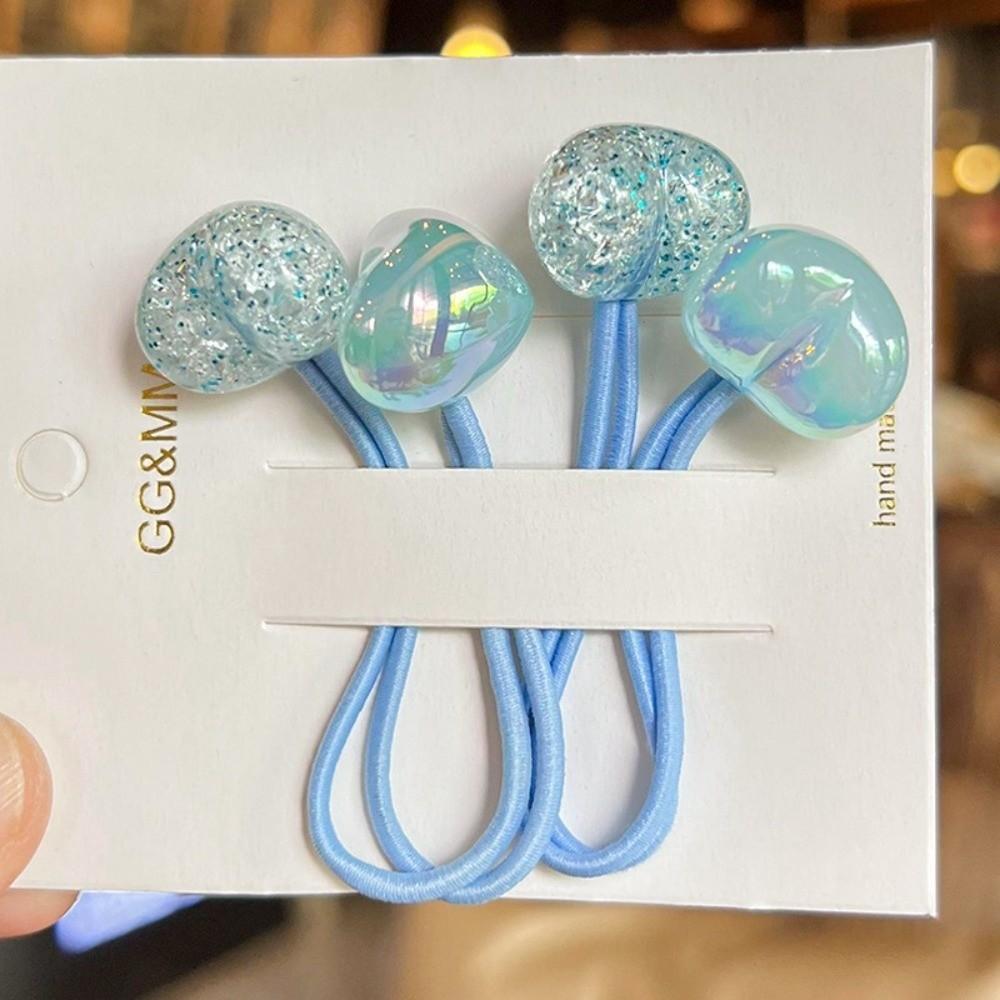 

2pcs/lot Elastic Hair Ties Acrylic Beads Kids Hair Bands Cute Ponytail Hair Ties Hair Accessories синий
