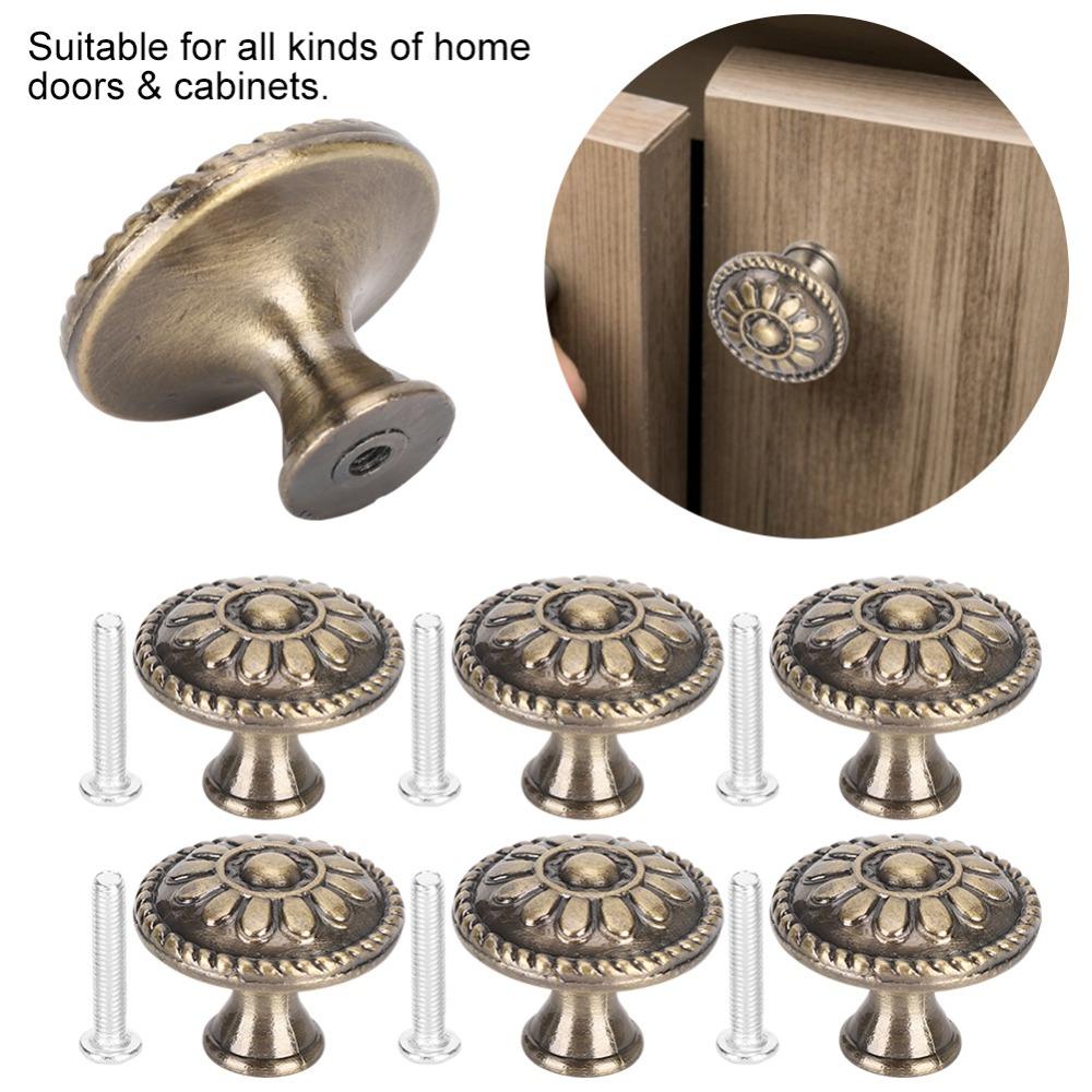 10 Set Antique Brass Furniture Handle Solid Round Cabinet Handle  Furniture Accessories