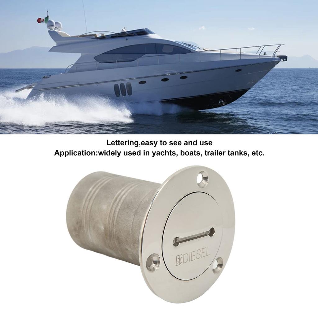 50mm Deck Filler Port Sailboat Stainless Steel 316 Stainless Steel Trailer, Fixed Chain, Polished Bar Outer Layer, Installation (Diesel)