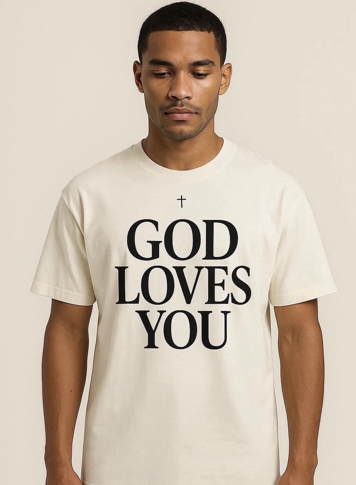 God Loves You Ivory Tee M