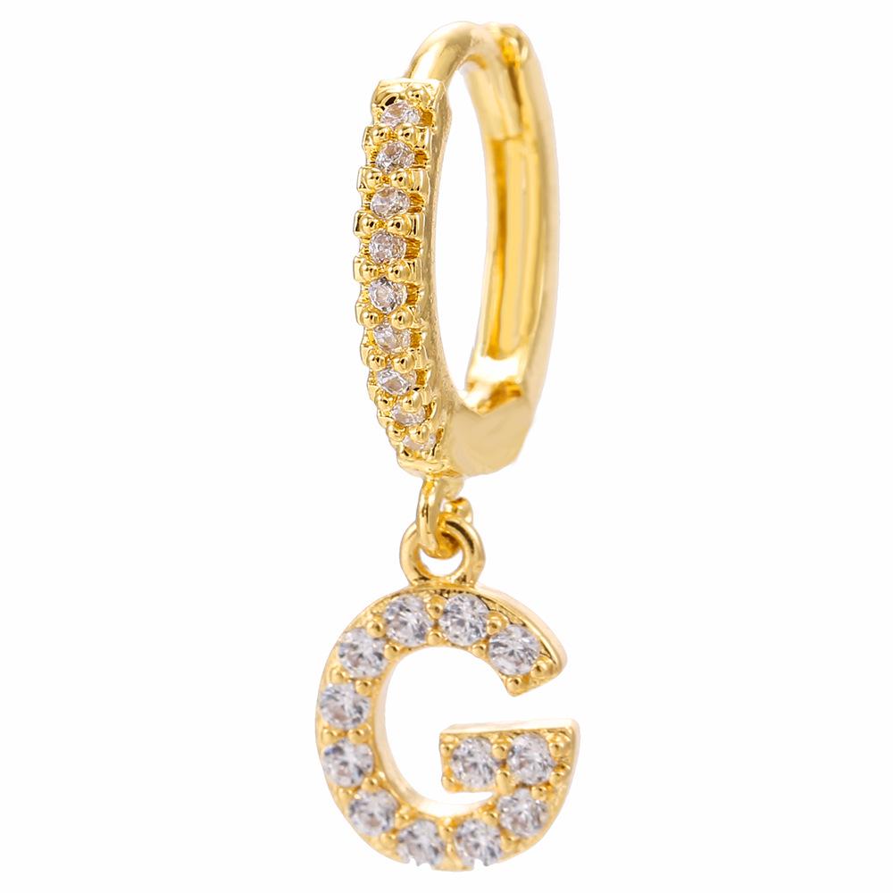 Luxury 26-Letter Pendant Earrings: Micro-set Zirconia Studs, Copper Plated with 18K Gold, European & American Style