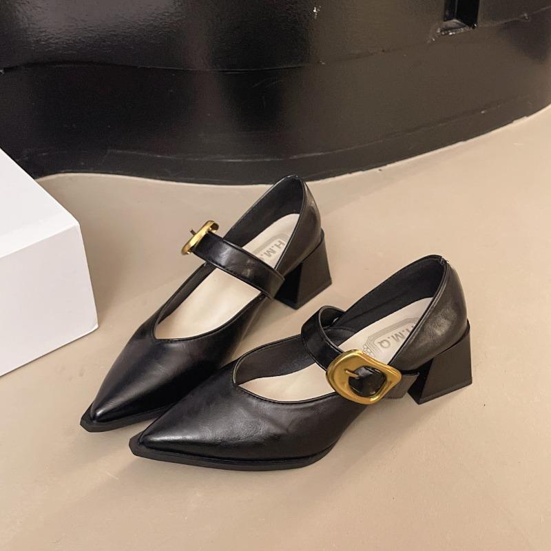 High Heeled Mary Jane 2025 NEW Pointed Toe Women Single Shoes PU Leather Comfort Spring Summer Dress Sexy Women's Shoes