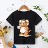 Teddy Bear Taking Your Photo T Shirt Cartoon Graphic Print T Shirt Fashion Casual Crew Neck Plus Size Short Sleeve T-Shirts Women’s