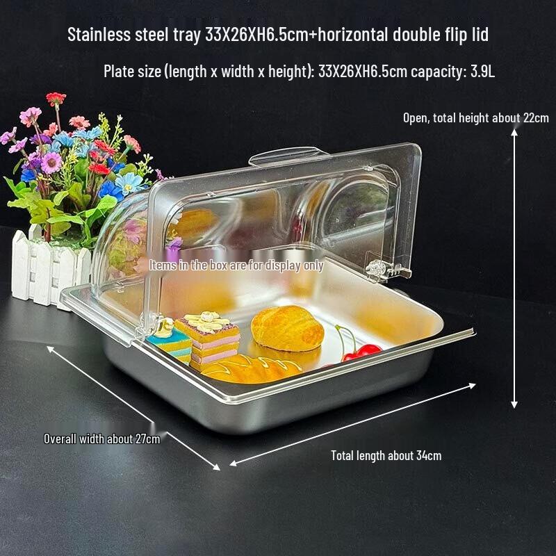 Stainless Steel Tray with Transparent Flip Food Cover