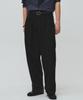 NOIRER Two-Tuck Washed Cotton Slacks (Black)