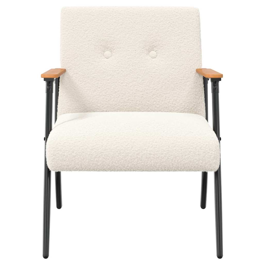 Armchair Cream Textured Wool Like Fabric