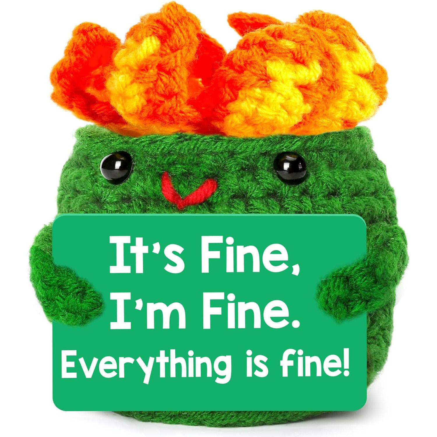 

Милый вязаный мусорный бак Эмоциональная поддержка мусорный бак Позитивный вязаный мусорный бак Смешные подарки для коллег друзей