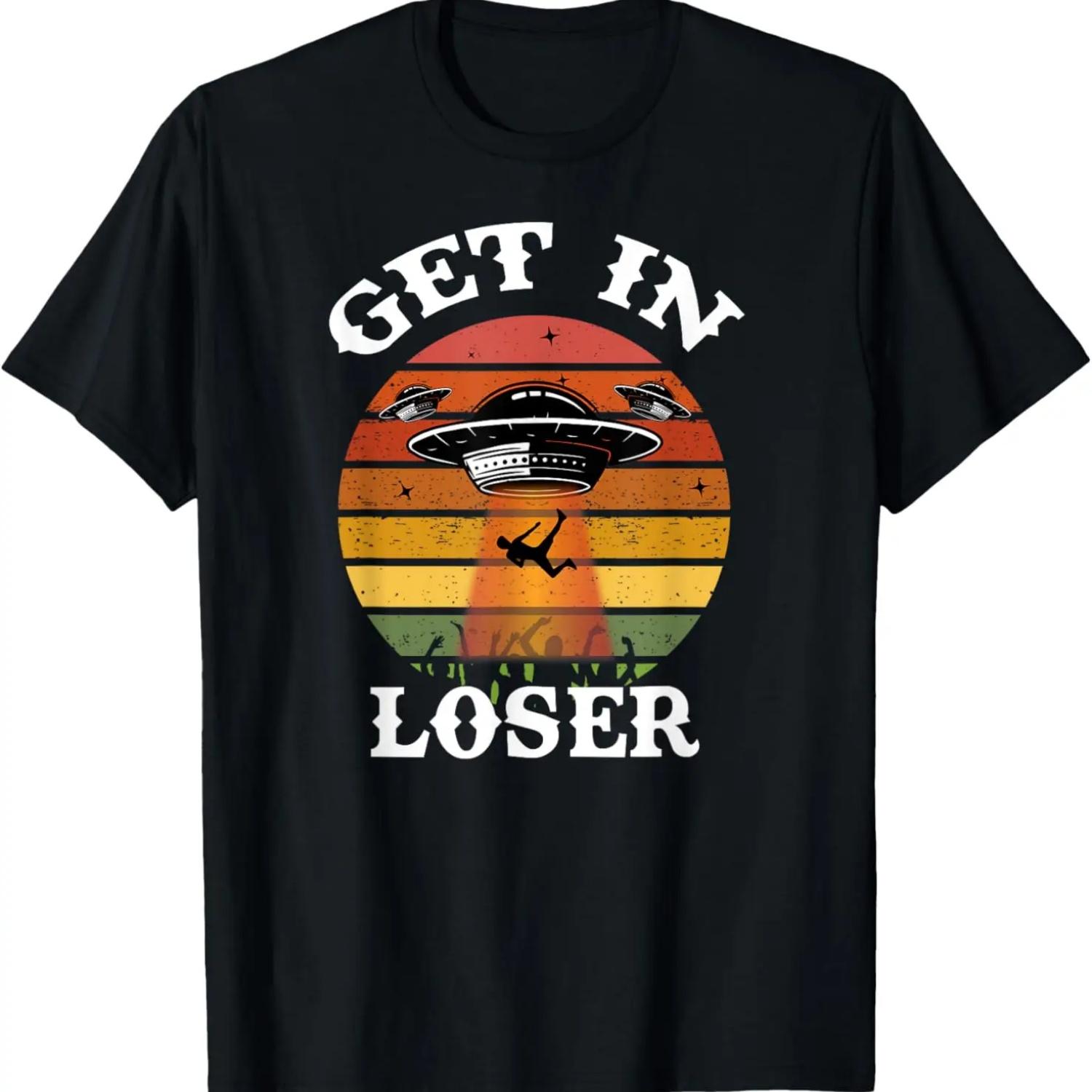 Винтажная футболка «Залезай, неудачник» с изображением похищения пришельцами S