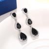 Huitan Trendy Geometric Shaped Dangle Earrings for Women Temperament Lady's Ear Piercing Accessories Wedding Party Hot Zircon