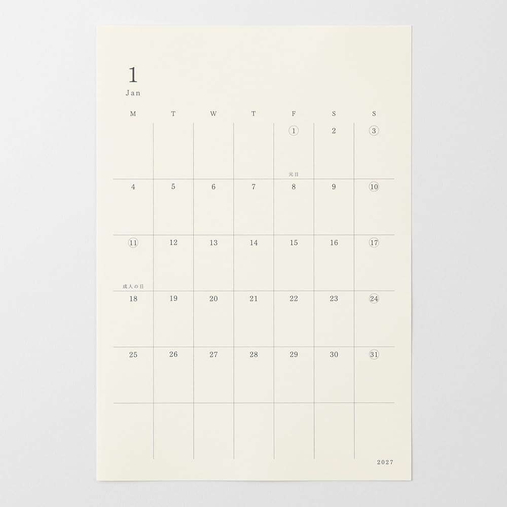 Midori MD PRODUCT MD Notebook Planner with 2027 Size 22496006 December Diary, Stickers, Monthly, L, (Starts 2026)