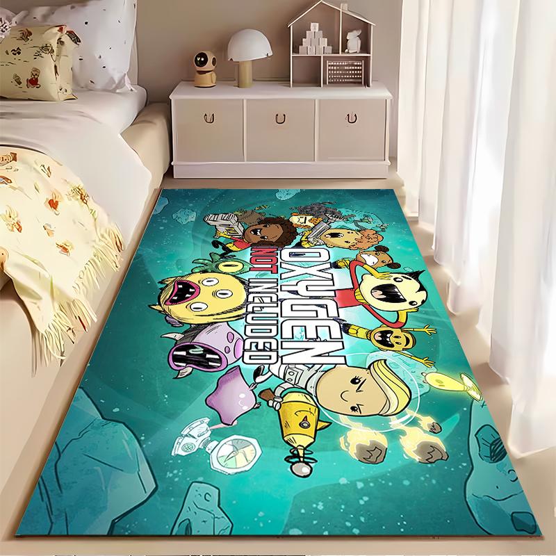 Fun Cartoon Space Adventure Characters Rug Non-slip rug suitable for living room and bedroom sofas.