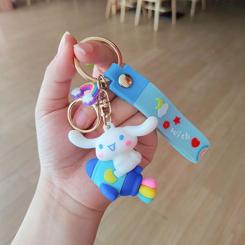 Adorable Cinnamoroll Keychain Accessory Silicone Cartoon Keyring Gift Wholesale StyleA