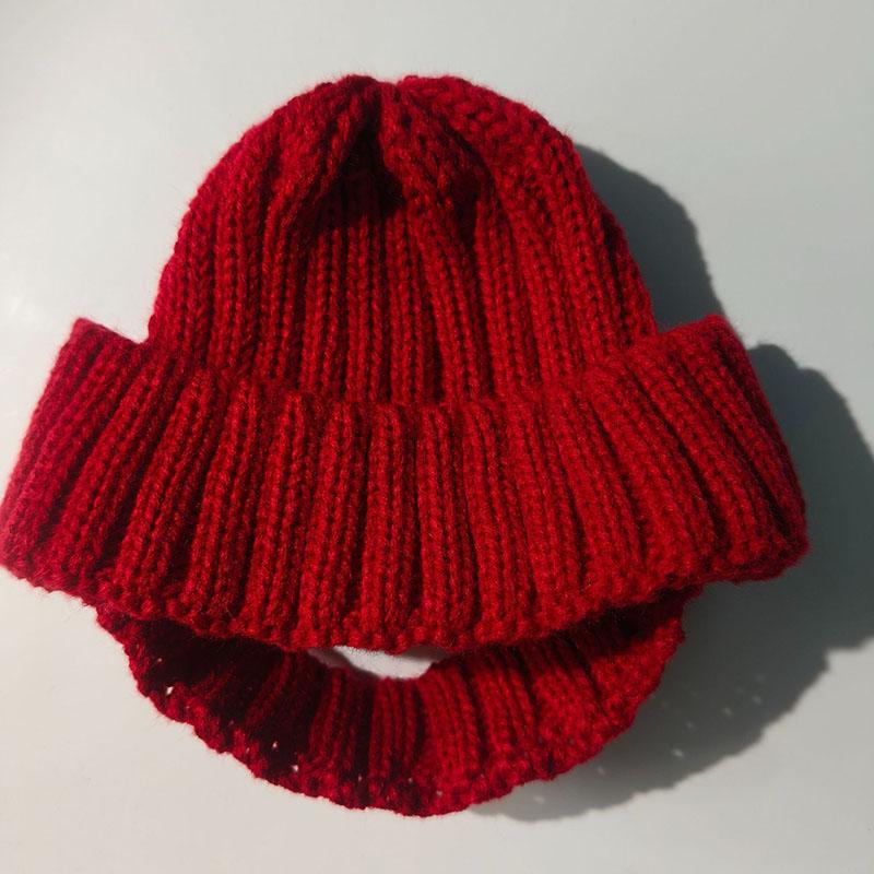 Christmas Pet Knitted Hat, Red Warm Dog Beanie With Ear Holes, Festive Winter Pet Headwear For Small Medium Dogs, Xmas Gift